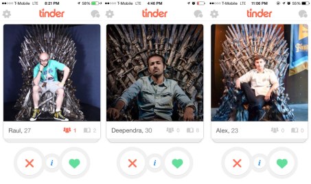 A number of gentlemen use a Game of Thrones prop to gain popularity with the ladies (Tinder boys doing things, 2015)