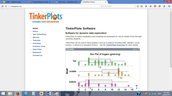 TinkerPlots homepage screenshot (2015)